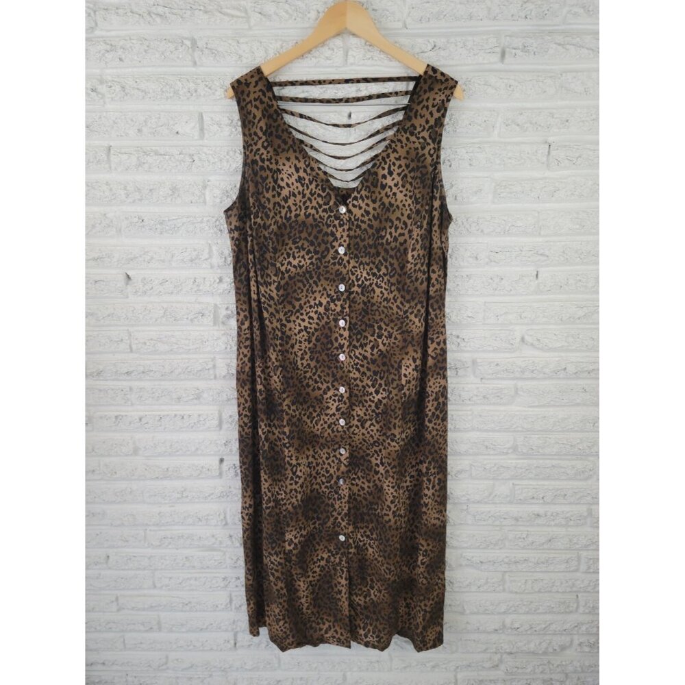 DGI Darian Womens Dress 20W Plus Shift Midi Sleeveless Brown Animal ANI43XE